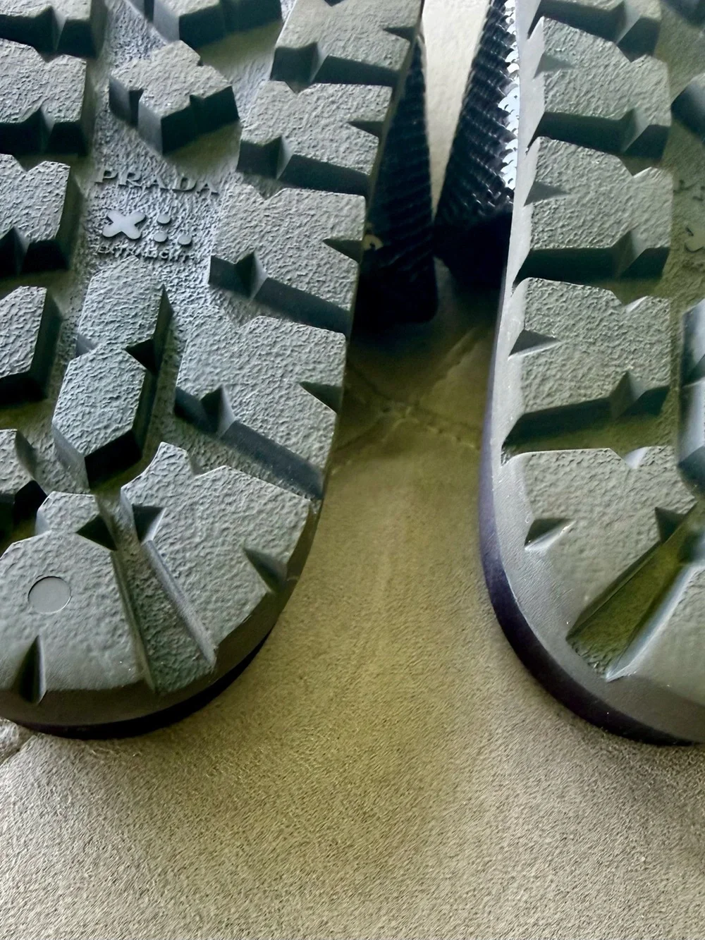 Prada Black Sequin Logo Slide Sandals